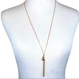 Ettika REVOLVE Gold Tone Tassel Necklace Crystal Charm